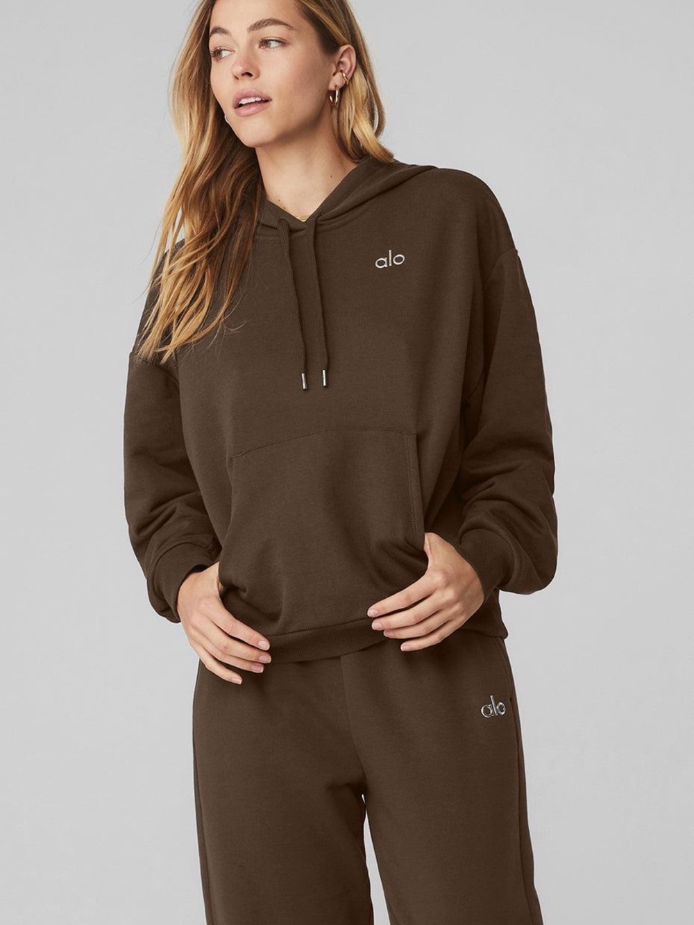 ALO Yoga Accolade Hoodie Espresso Brown Oversized Size Large Fall Winter Neutral